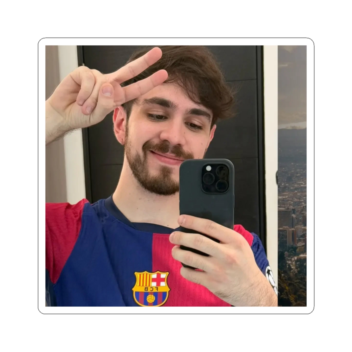 Selfie Photo Kiss-Cut Sticker | Square Personal Photo Sticker | Juan Guarnizo - alternate angle 3, merchandise